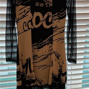 Black and Tan Graphic Dress